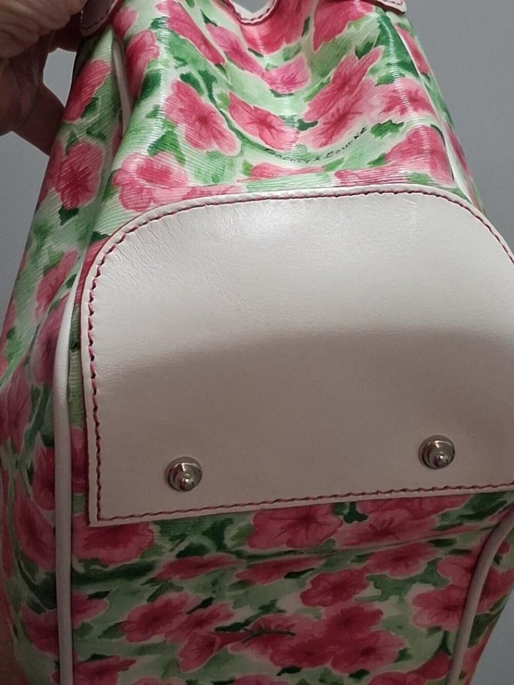 Vintage Dooney & Bourke Pink Petunia Floral Spring Satchel - Picture 5 of 12